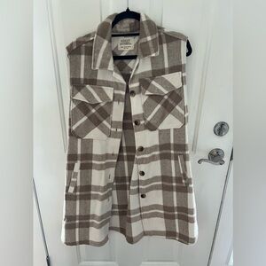 Tank top knee length checkered coat. Size medium